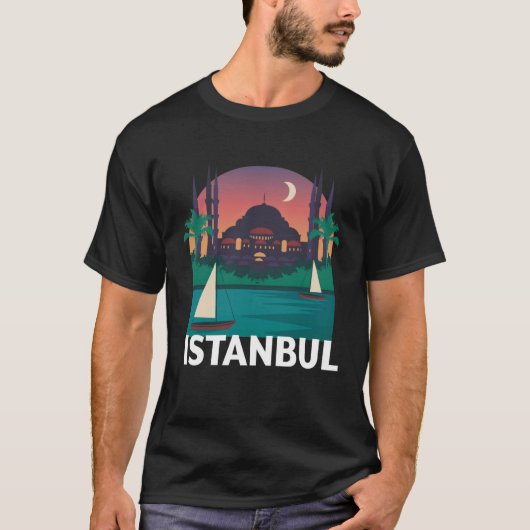 Istanbul Turkey City Skyline Silhouette Outline Sk T-shirt (Voorkant)