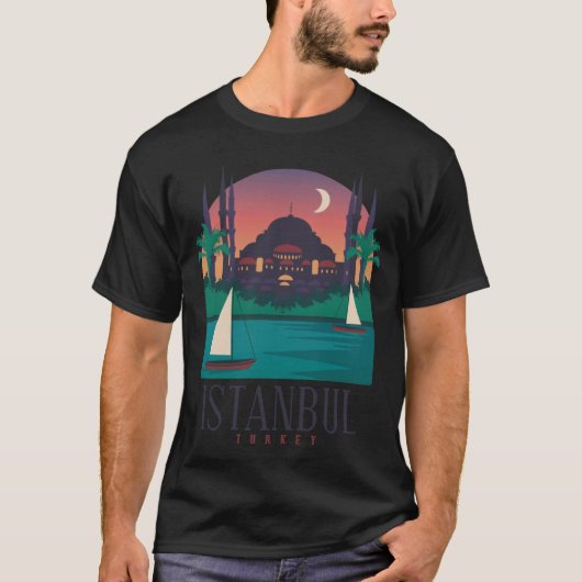 Istanbul Turkey City Skyline Silhouette Outline Sk T-shirt (Voorkant)