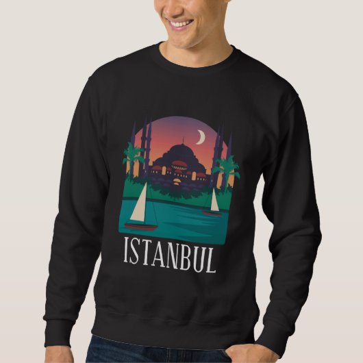 Istanbul Turkey City Skyline Silhouette Outline Sk Trui (Voorkant)
