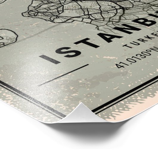 Istanbul turkey map print poster canvas (Hoek)