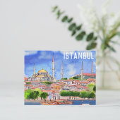 Istanbul Turkey Mosque Waterverf Painting Briefkaart (Staand voorkant)