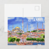 Istanbul Turkey Mosque Waterverf Painting Briefkaart (Voorkant / Achterkant)