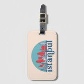 Istanbul Turkey Retro City Skyline Cityscape Art Bagagelabel (Voorkant (verticaal))