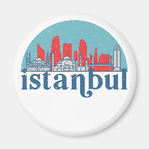 Istanbul Turkey Retro City Skyline Cityscape Art