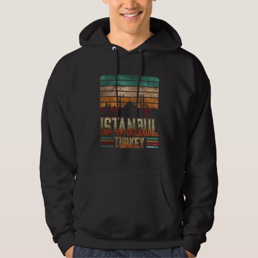 Istanbul Turkey Retro  Sunset Skyline Istan Hoodie (Voorkant)