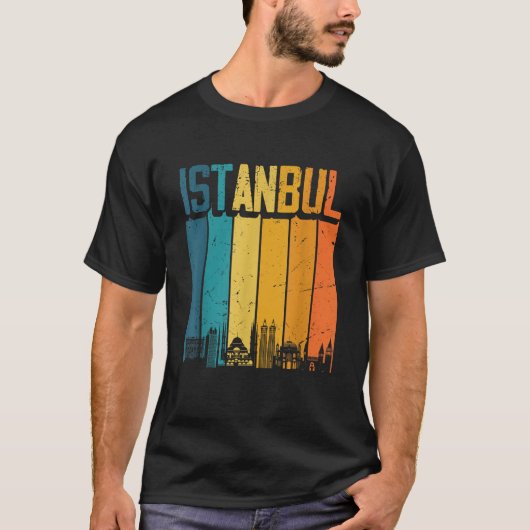 Istanbul Turkey Retro  Sunset Skyline Istan T-shirt (Voorkant)