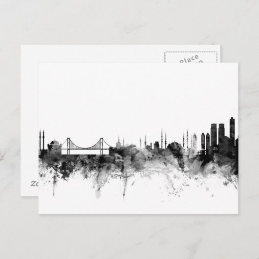 Istanbul Turkey Skyline Briefkaart (Voorkant / Achterkant)