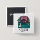 Istanbul Turkey Skyline Button (Voorkant /achterkant)