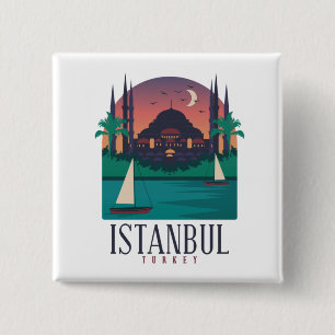 Istanbul Turkey Skyline Button
