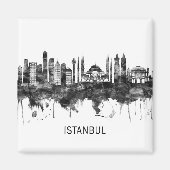 Istanbul Turkey Skyline BW Magneet (Voorkant)