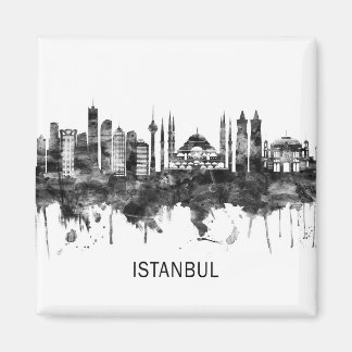 Istanbul Turkey Skyline BW Magneet