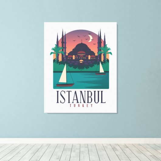  Istanbul Turkey Skyline Canvas Afdruk (Insitu (Houten vloer))