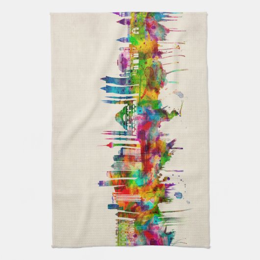 Istanbul Turkey Skyline Theedoek (Verticaal)