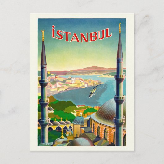 Istanbul Turkey Vintage Poster 1939 Briefkaart (Voorkant)