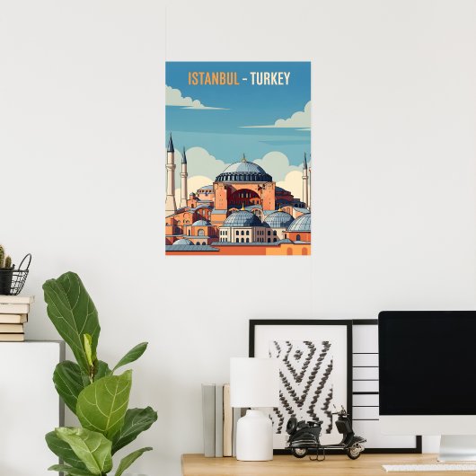 Istanbul Turkey with hagia Sophia and minarets Poster (Thuiskantoor)