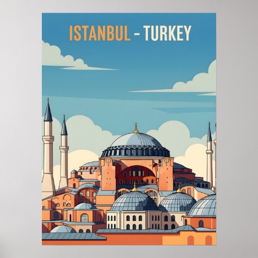 Istanbul Turkey with hagia Sophia and minarets Poster (Voorkant)