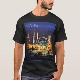 Istanbul Turkije Blauwe Moskee Nacht Fotografie T-shirt