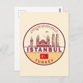 Istanbul Turkije City Skyline Embleem Briefkaart (Voorkant / Achterkant)