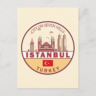 Istanbul Turkije City Skyline Embleem Briefkaart
