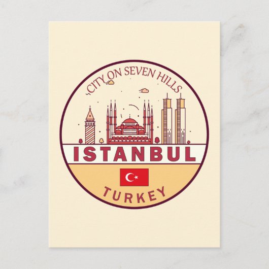Istanbul Turkije City Skyline Embleem Briefkaart (Voorkant)
