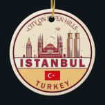 Istanbul Turkije City Skyline Embleem Keramisch Ornament<br><div class="desc">Istanbul minimalistische,  kleurrijke kunst ontwerp met monumenten en bezienswaardigheden van de stad in Turkije.</div>