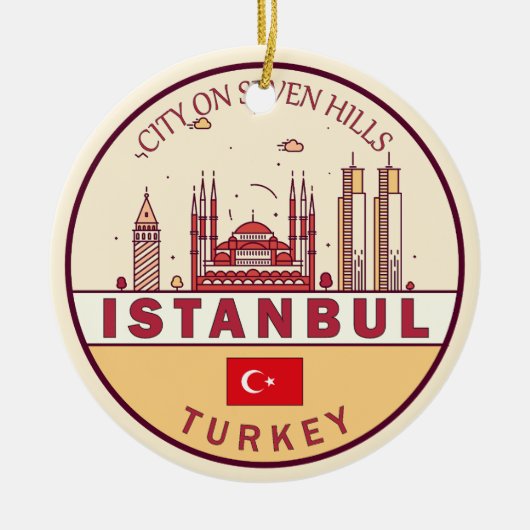 Istanbul Turkije City Skyline Embleem Keramisch Ornament (Voorkant)