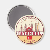 Istanbul Turkije City Skyline Embleem Magneet (Voorkant / Achterkant)