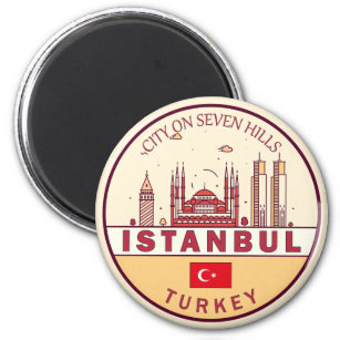 Istanbul Turkije City Skyline Embleem Magneet