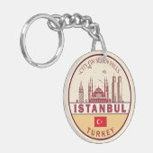 Istanbul Turkije City Skyline Embleem Sleutelhanger (Voorkant Links)