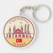 Istanbul Turkije City Skyline Embleem Sleutelhanger (Achterkant)