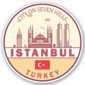 Istanbul Turkije City Skyline Embleem Sticker (Voorkant)