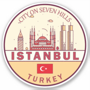 Istanbul Turkije City Skyline Embleem Sticker