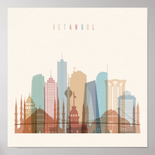 Istanbul, Turkije   City Skyline Poster