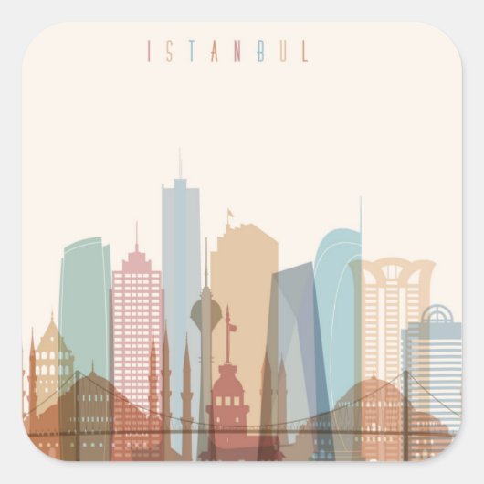 Istanbul, Turkije | City Skyline Vierkante Sticker (Voorkant)