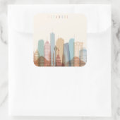 Istanbul, Turkije | City Skyline Vierkante Sticker (Tas)