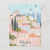 Istanbul Turkije Gouache Schilderillustratie Reize Briefkaart (Voorkant)