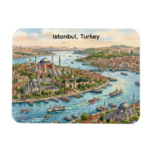 Istanbul Turkije Hagia Sophia Aquarel Magneet