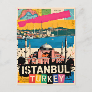 Istanbul Turkije Hagia Sophia Retro Pop Art Reizen Briefkaart