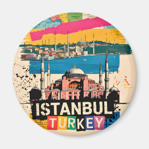 Istanbul Turkije Hagia Sophia Retro Pop Art Reizen Magneet