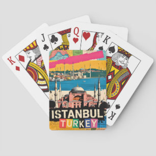Istanbul Turkije Hagia Sophia Retro Pop Art Reizen Pokerkaarten