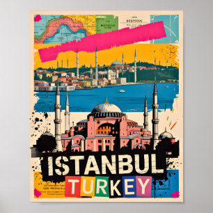 Istanbul Turkije Hagia Sophia Retro Pop Art Reizen Poster