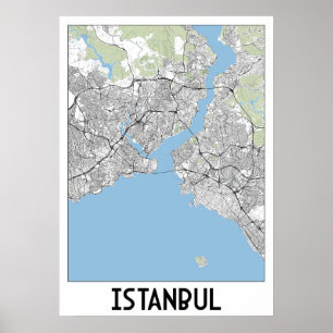 Istanbul, Turkije kaart Poster