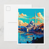 Istanbul Turkije Kunst vintage reisillustratie Briefkaart (Voorkant / Achterkant)