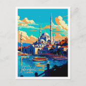 Istanbul Turkije Kunst vintage reisillustratie Briefkaart (Voorkant)