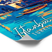 Istanbul Turkije Kunst vintage reisillustratie Poster (Hoek)