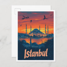 Istanbul Turkije Kunst Vintage Reizen Illustratie