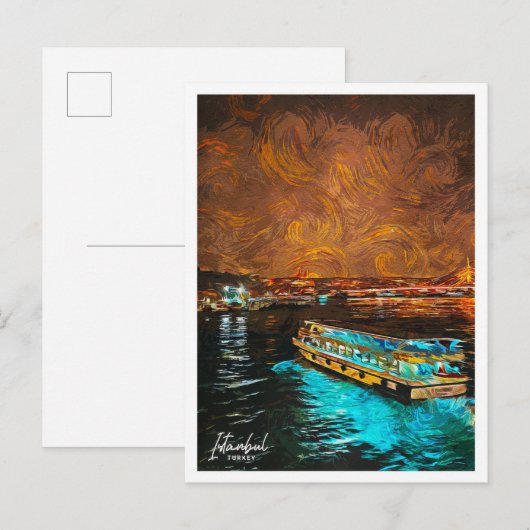 Istanbul Turkije Mooie olieverfstad Briefkaart (Voorkant / Achterkant)