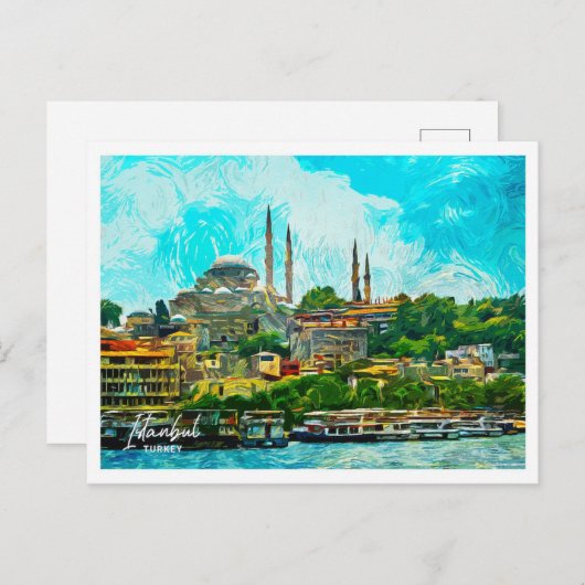 Istanbul Turkije Olieverf Stadslandschap Briefkaart (Voorkant / Achterkant)