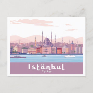 Istanbul Turkije pastel reisontwerp Briefkaart