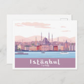 Istanbul Turkije pastel reisontwerp Briefkaart (Voorkant / Achterkant)